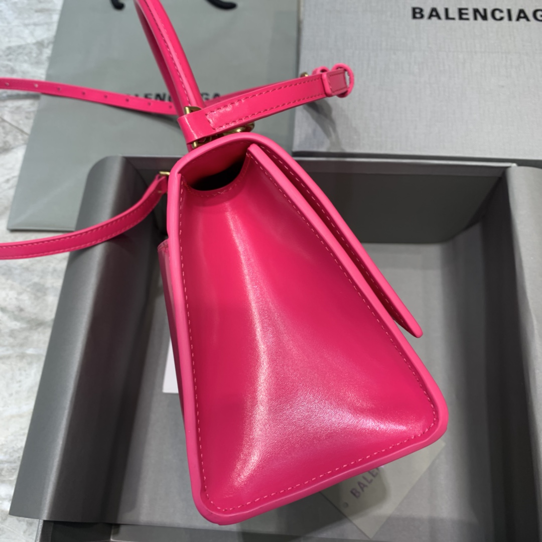 Balenciaga Hourglass Small Handbag Box Calfskin Shoulder Bag Red/Gold